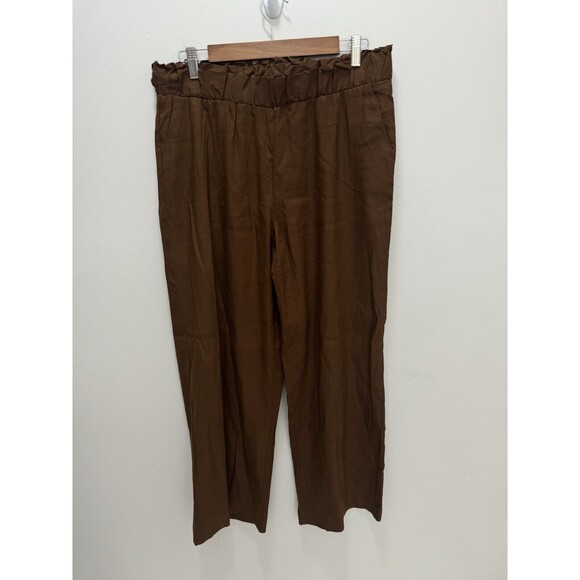 Calvin Klein Linen Blend Wide Leg Crop Pants - Picture 2 of 8